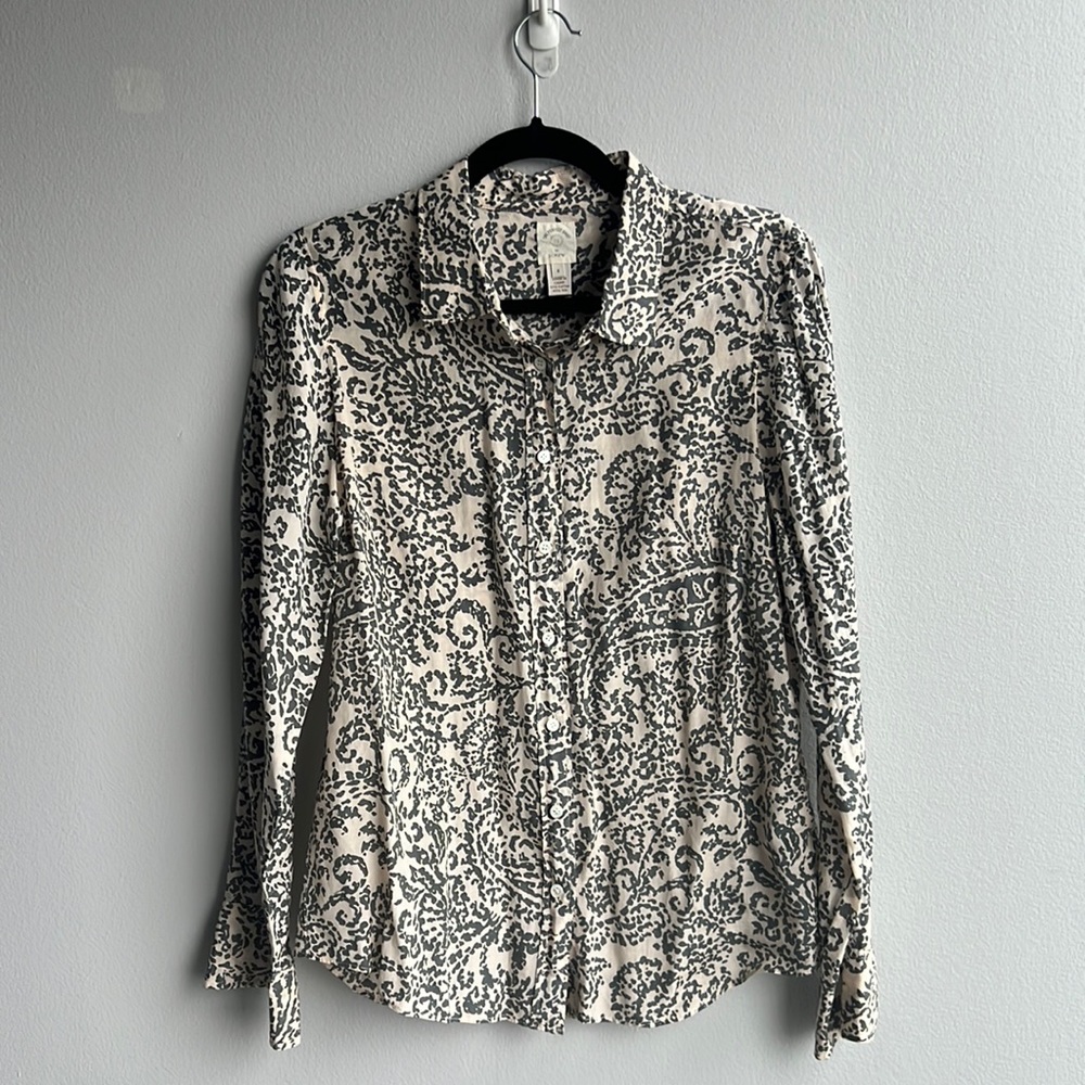 J. Crew The Perfect Button Down Shirt, Cotton/Silk Blend, Inkblot Paisley Print